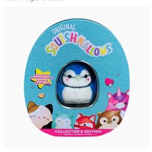 Squishmallows Official Kellytoy Babs The Blue Jay Collector's Tin Set